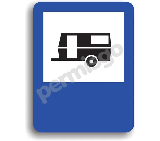 Semnul de circulație „Teren pentru caravane (tabără turistică)”