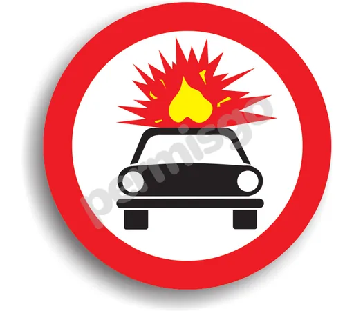 Semnul de circulație „Accesul interzis autovehiculelor care transportă substanțe explozive sau ușor inflamabile”