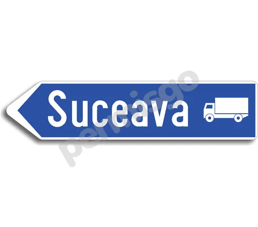 Semnul de circulație „Direcția de urmat pentru autovehiculele destinate transportului de mărfuri”